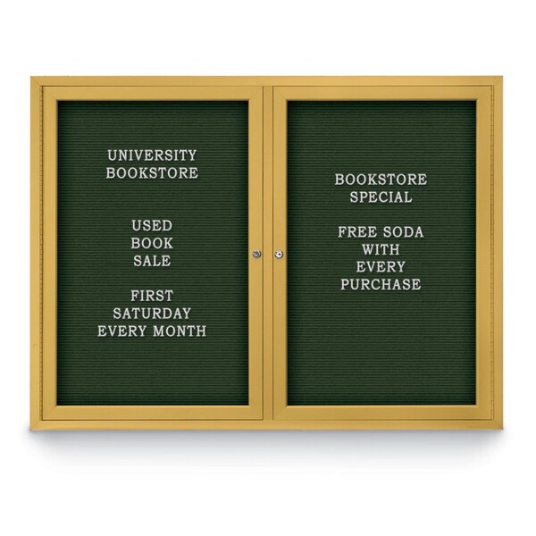 United Visual Products Indoor Enclosed Combo Board, 42"x32", Brnz Frame/Blk Porc & Medium Grey UVCB4232BZ-BLKPORC-MEDGRY - main
